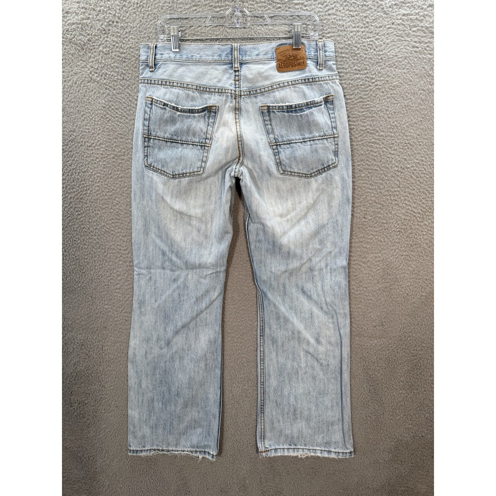 Aeropostale Jeans Mens 32x32 Blue Benton Original Bootcut Distressed Preppy - Picture 2 of 11